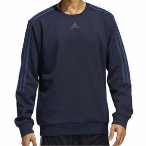 Adidas Essentials Men's 3 Stripes Fleece Logo Crew Neck Sweatshirt